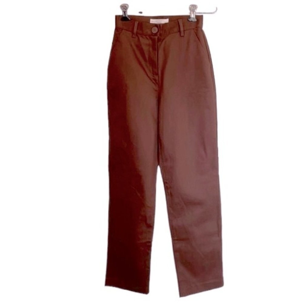 Oak + Fort Brown High Waisted Cotton Wide Leg Pants